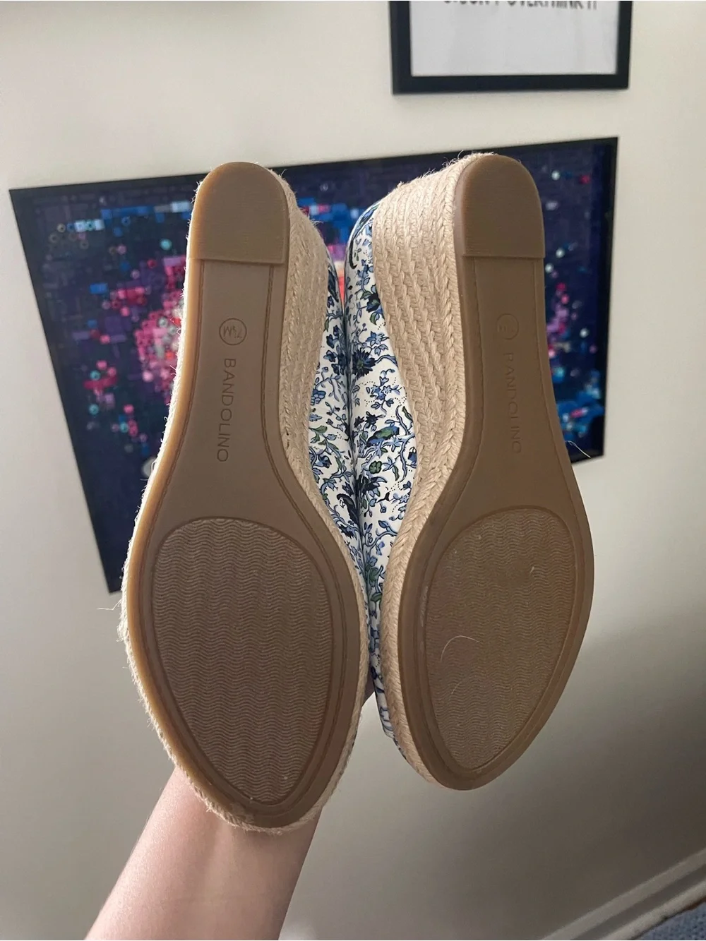 Bandolino Blue and White Floral Espadrille Flats